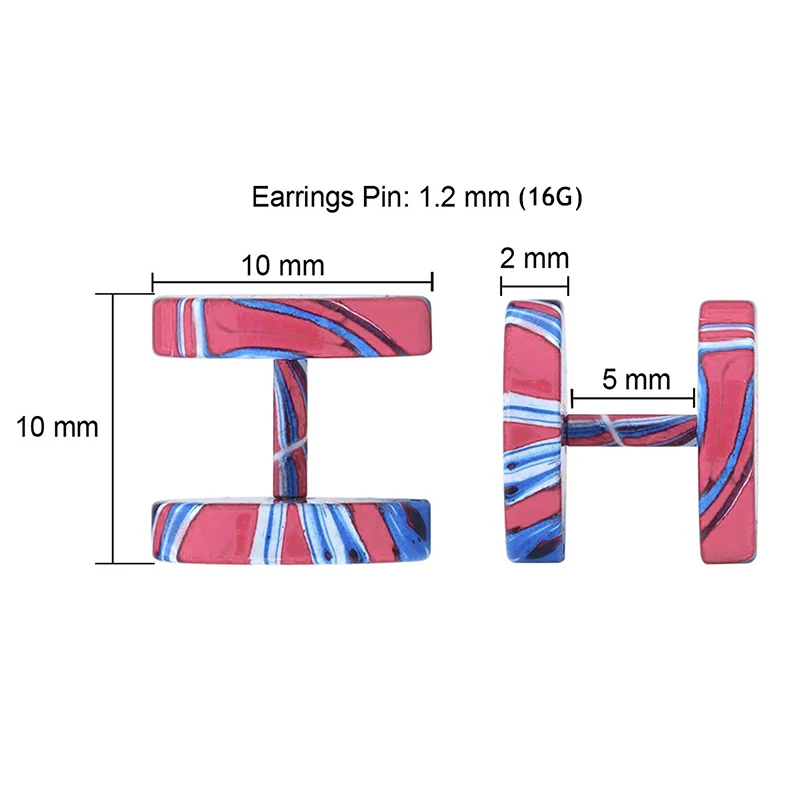 2pcs 316L Steel Paint Ear Studs 16g Ear Cartilage Tragus Tunnels Earrings Helix Piercing Internally Thread Body Jewelry