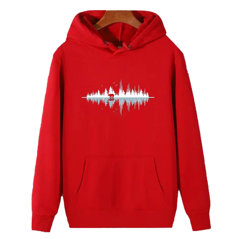 Bear The Sound Of Nature New In Sweatshirts Music Sound Wave Fashion Graphic Hooded Sweatshirts Winter Thick Sweater Hoodie