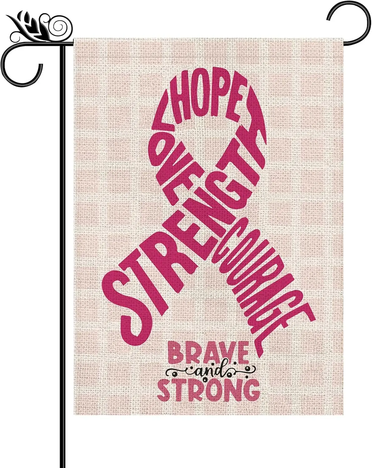 Breast Cancer Awareness Garden Flag Strength Hope Love Courage Pink Ribbon Brave and Strong Double Sided Yard Decoration Flag fo