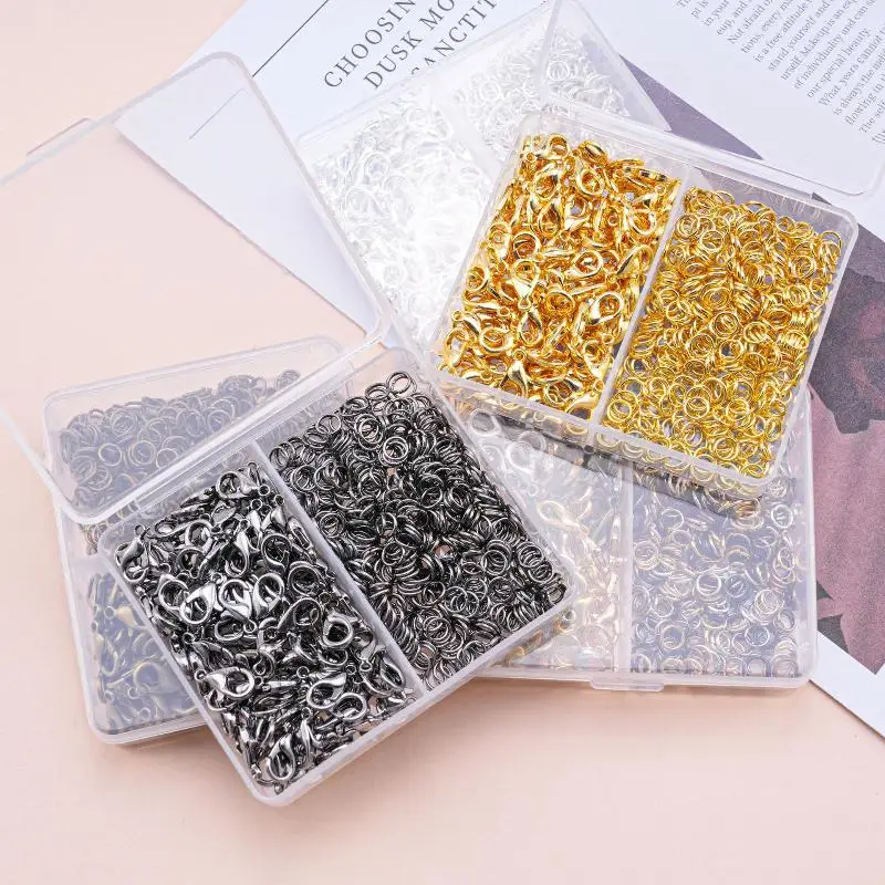 500 Stück/Box Schmuckherstellungsset, Karabinerverschlüsse & Biegeringe mit Box für DIY-Ketten, Halsketten, Armbänder, Fußkettchen, Zubehör, Verbindungsstücke – Detail 5