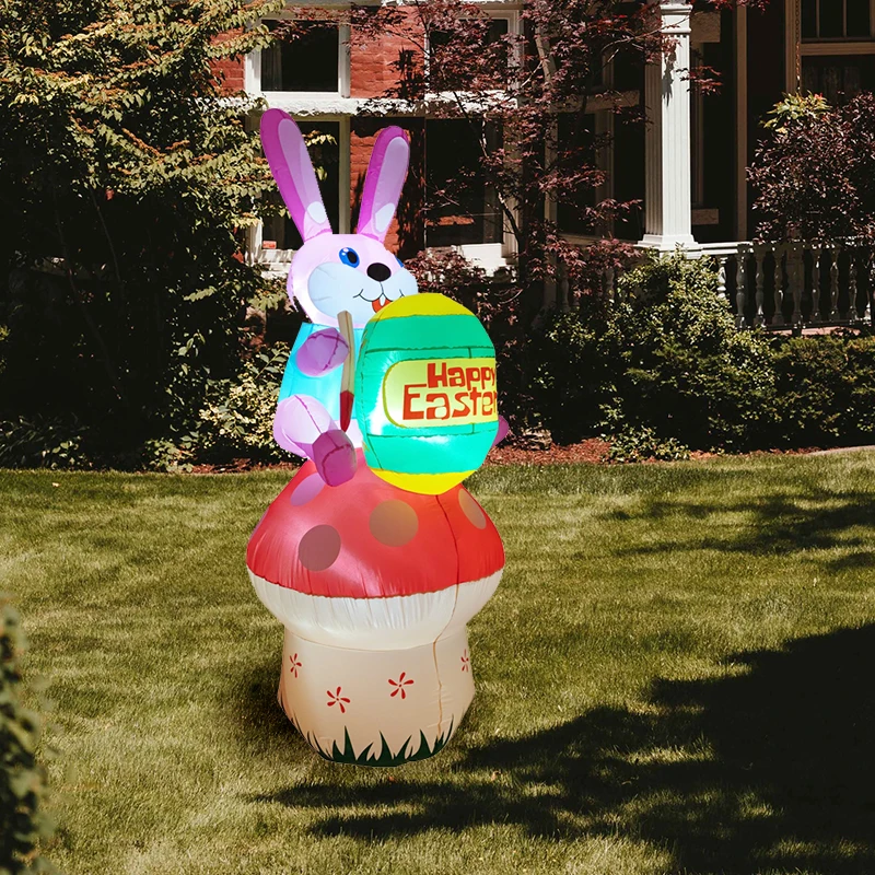 2024 Happy Easter Celebration Decoration LED Light Giant Easter Egg Bunny Rabbit Inflatable Toy for Outdoor Home Garden Ornament