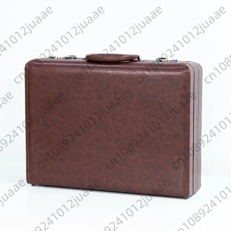 High-end Briefcase Suitcase Office Men's Business Combination Lock Computer Bag Retro Leather High-end Pu Leather Bag Men