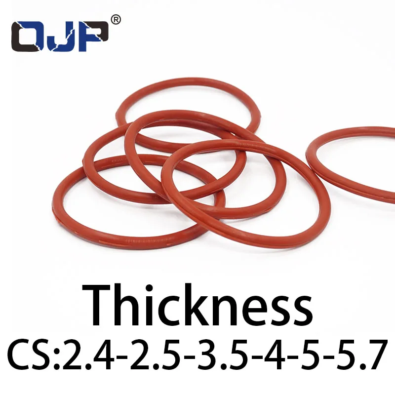 VMQ O-ring thickness 2.4/2.5/3.5/4/5/5.7mm CS silicone red temperature resistant gasket rubber complete in specifications