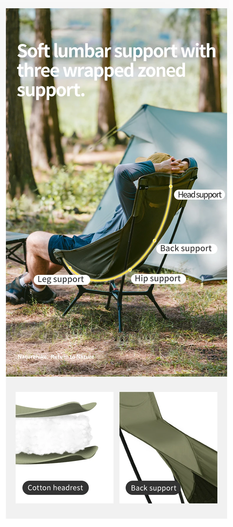 Naturehike 2025 YL01 Ultraleichter, automatischer Klappstuhl mit Schnellverschluss, tragbarer Outdoor-Camping-Strandstuhl, hält 150 kg stand – Detail 9