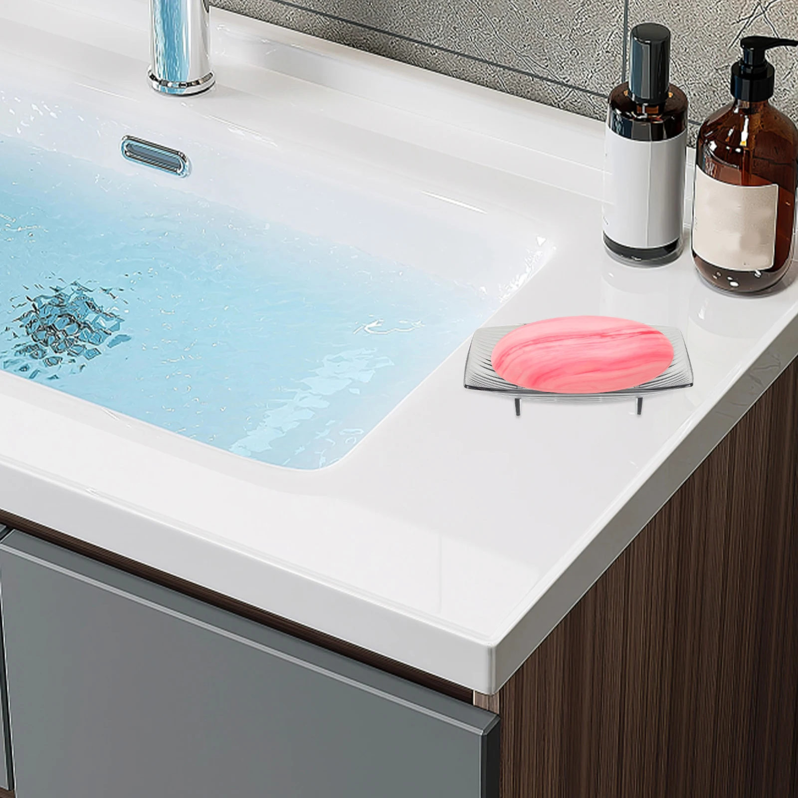 

Dish Pet Material Hollow Design Self Draining Compact Size For Bathroom Shower Sink Storage Soap Tray With Drainage Holes