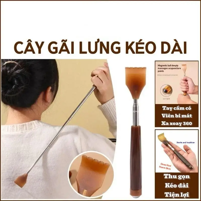 This Portable, Retractable Back Scratcher Features A 360-degree Rotating Massage Ball On The Handle.