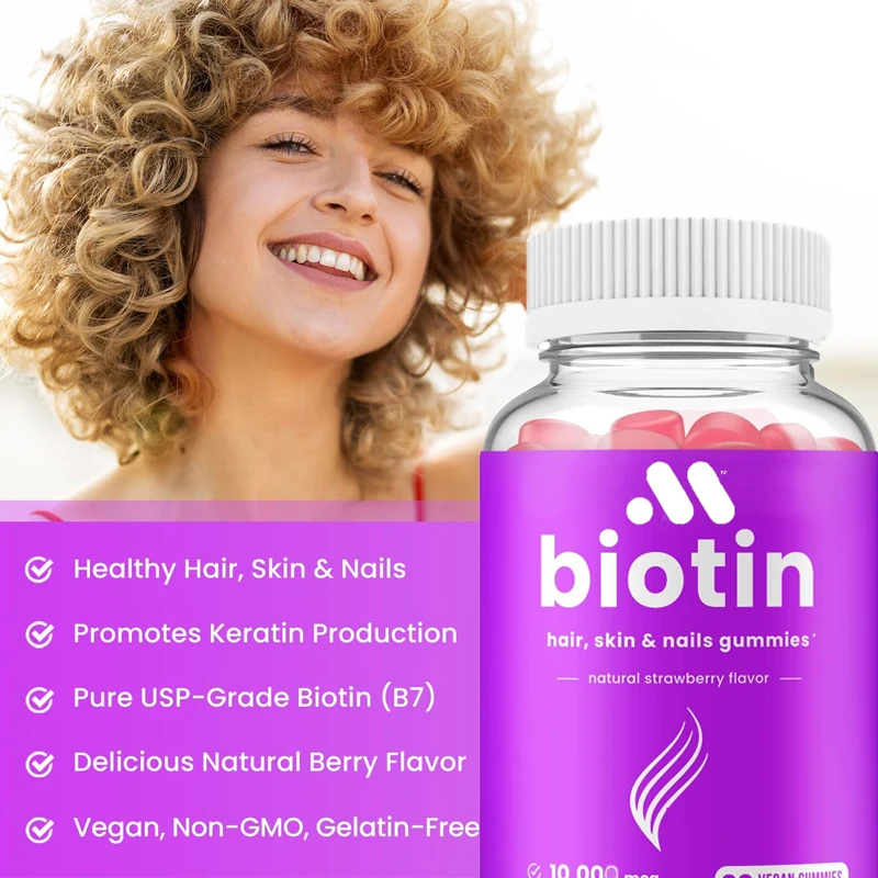 Biotin gummies 10000mcg suitable for healthy hair, skin, and nails 5000mcg hair vitamin gummies hair health supplements