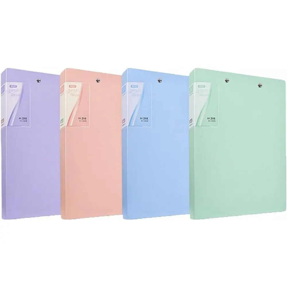 Portable A4 File Folder 100 Pages Waterproof Document Folder Morandi with Double Metal Clip Ringless Binder for Students