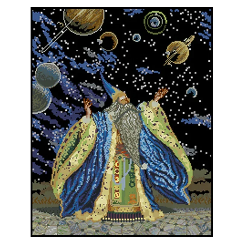 Amishop Top Quality Beautiful Lovely Counted Cross Stitch Kit Planetarius Scarlet Wizard Magician Magic