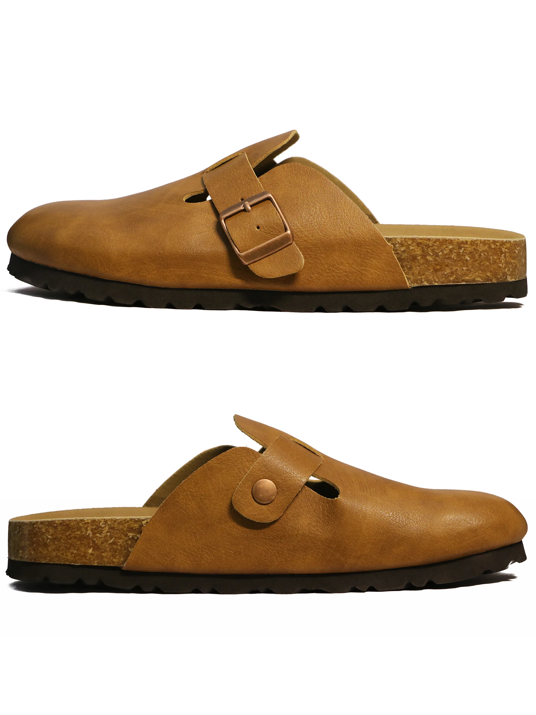 Women's Genuine Leather Waterproof Mule Sandals With Adjustable Strap_voghion.com