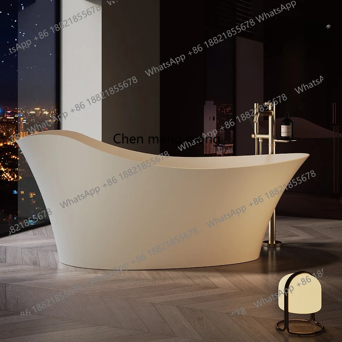A17 Thickened Pure PMMA Polymer Artificial Stone Freestanding Bathtub Home B & B Art Double Bathtub