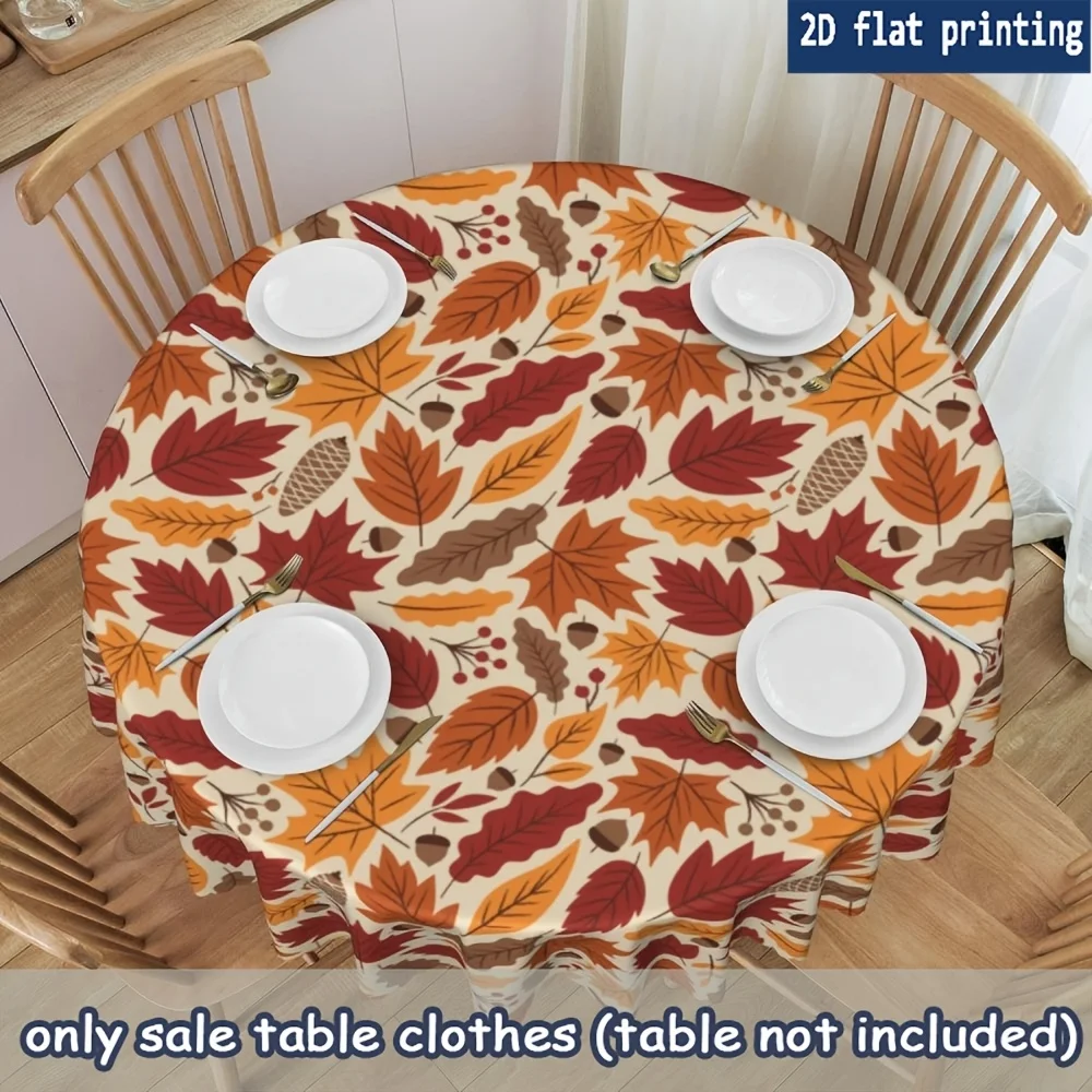 One autumn leaf pumpkin round tablecloth, for Thanksgiving, for a party, for autumn home decorationzyc