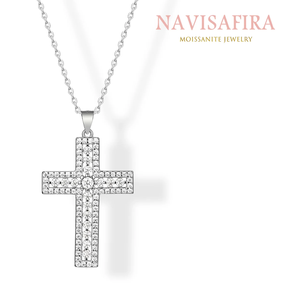 

S925 Diamond-Studded Cross Pendant – Elegant Moissanite Inlay, Symbol of Faith and Strength, Perfect for All Occasions