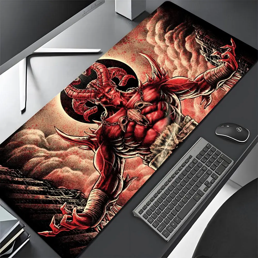 Demonic Satanic Scary Skull Mouse Pad diy customization xxxl Gamer  Large Mouse Mat Natural Rubber Desk Rug PC Desk Mats Design