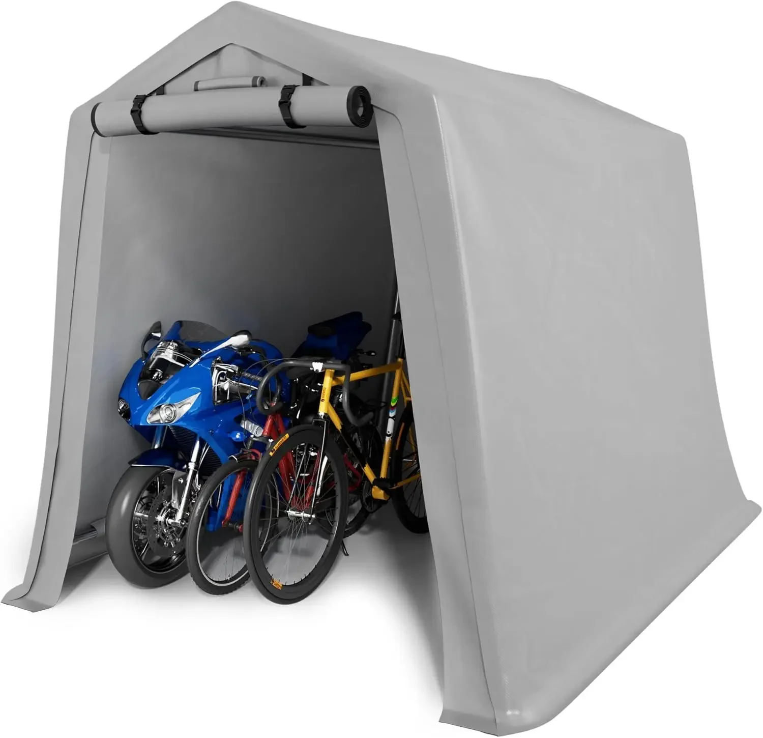 Abri de Rangement Portable de 6x6 Pieds pour Vélo et Moto, Abri d'Extérieur avec Porte à Fermeture Éclair Enroulable