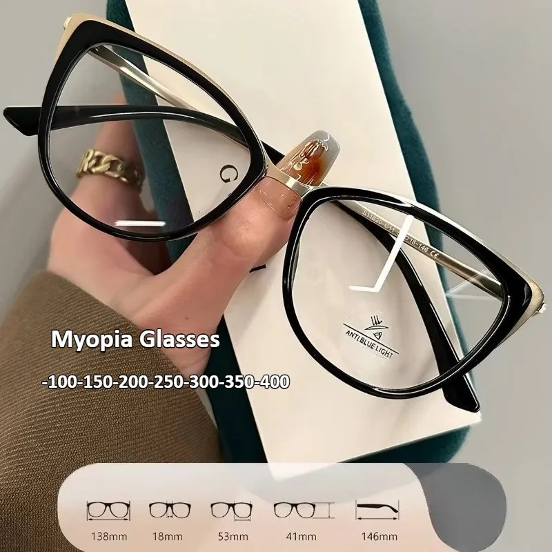Elegant Elegant Women Cat Eye Myopia Glasses Metal Anti Blue Light  Short Sight Glasses High Definition See Far Eyewear Minus Diopter - Aliexpress Deal
