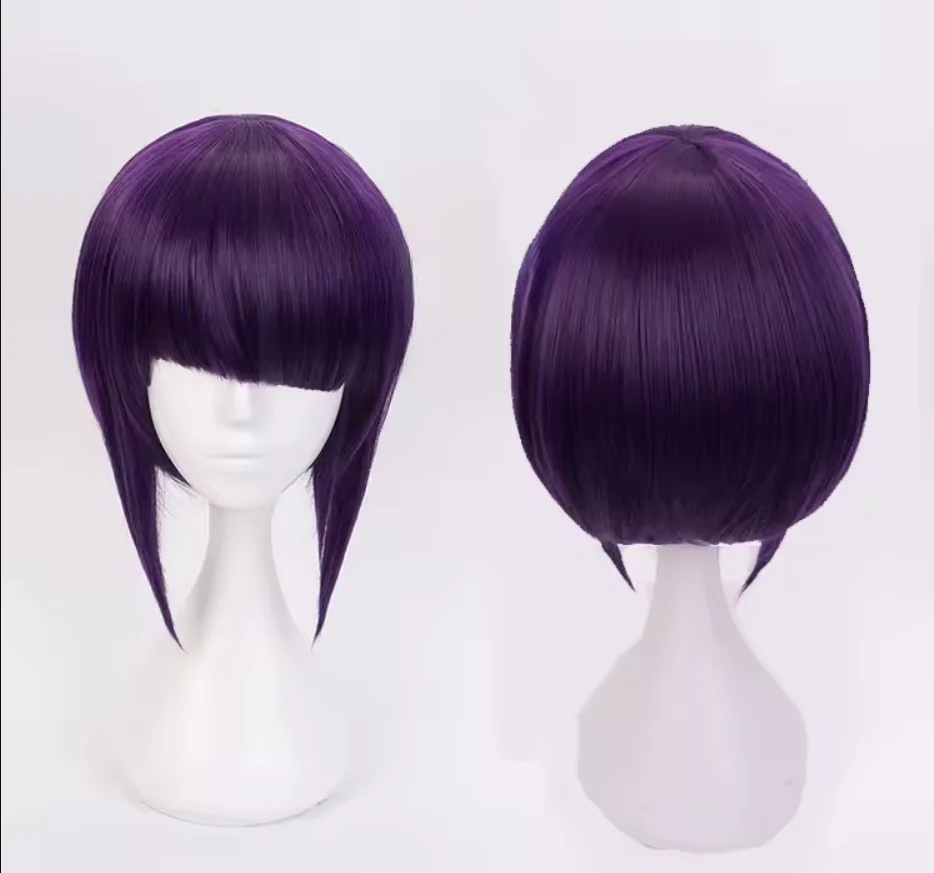 Anime My Hero Academia Jiro Kyoka Cosplay Wigs Black Purple Short Straight Wigs for Women Halloween Cosplay Party