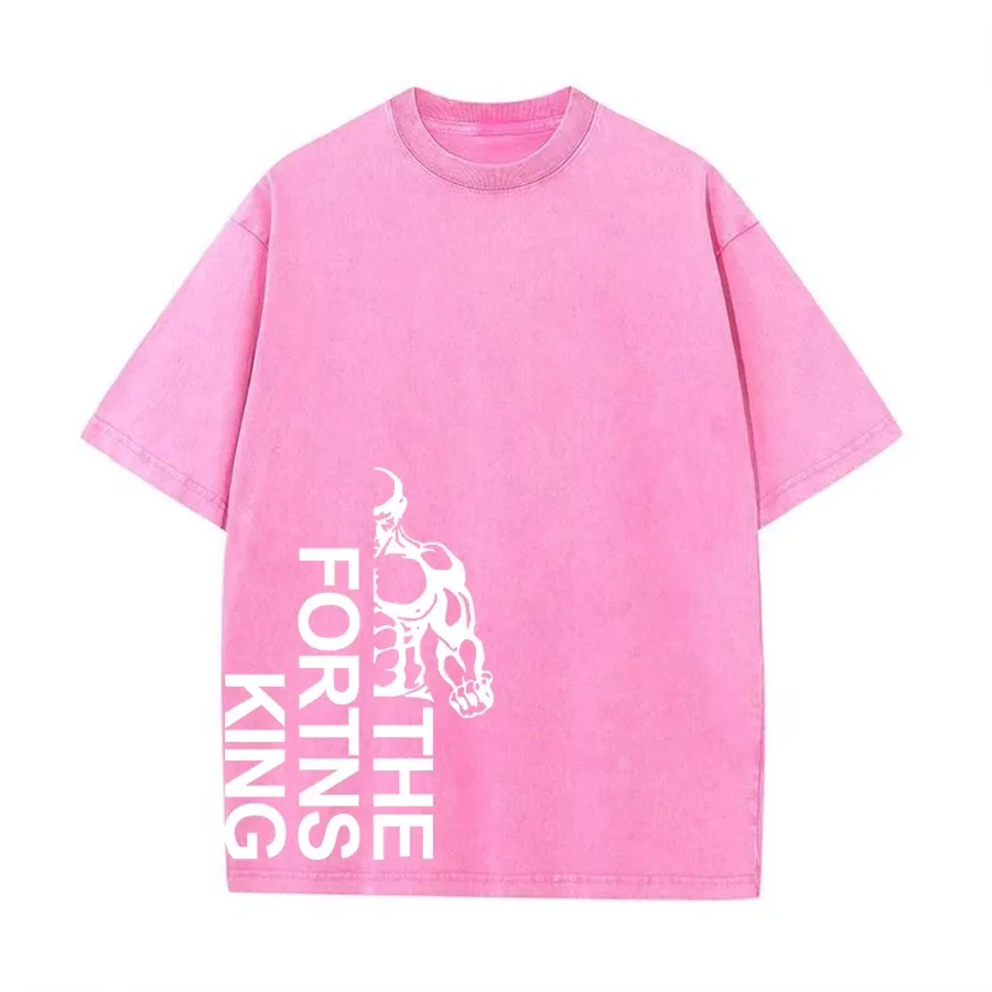 Otoño nuevo estampado de los hombres retro desgastado lavado Camiseta de algodón suelta moda urbana casual versión de desplazamiento