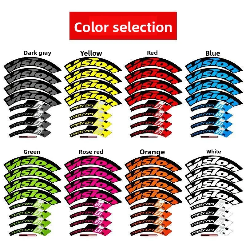 ملصقات تغيير اللون لعجلات الدراجات فيجن M8 لعام 209، متوفرة لـ 8/88/ إطار، ملصقات لمعدات وإكسسوارات ركوب الدراجات