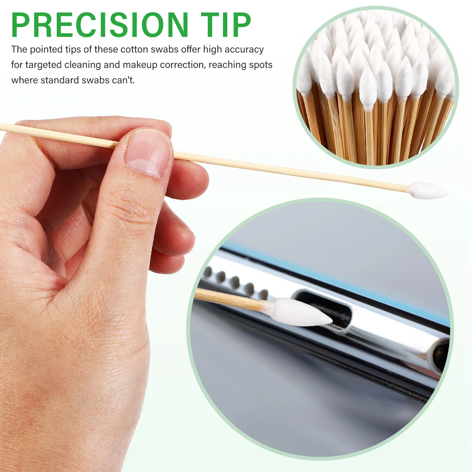 

500pcs Precision Cotton Swabs Pointed Tip Makeup Applicator Sticks For Electronics Keyboard Earphone Cleaning Tools Disposable