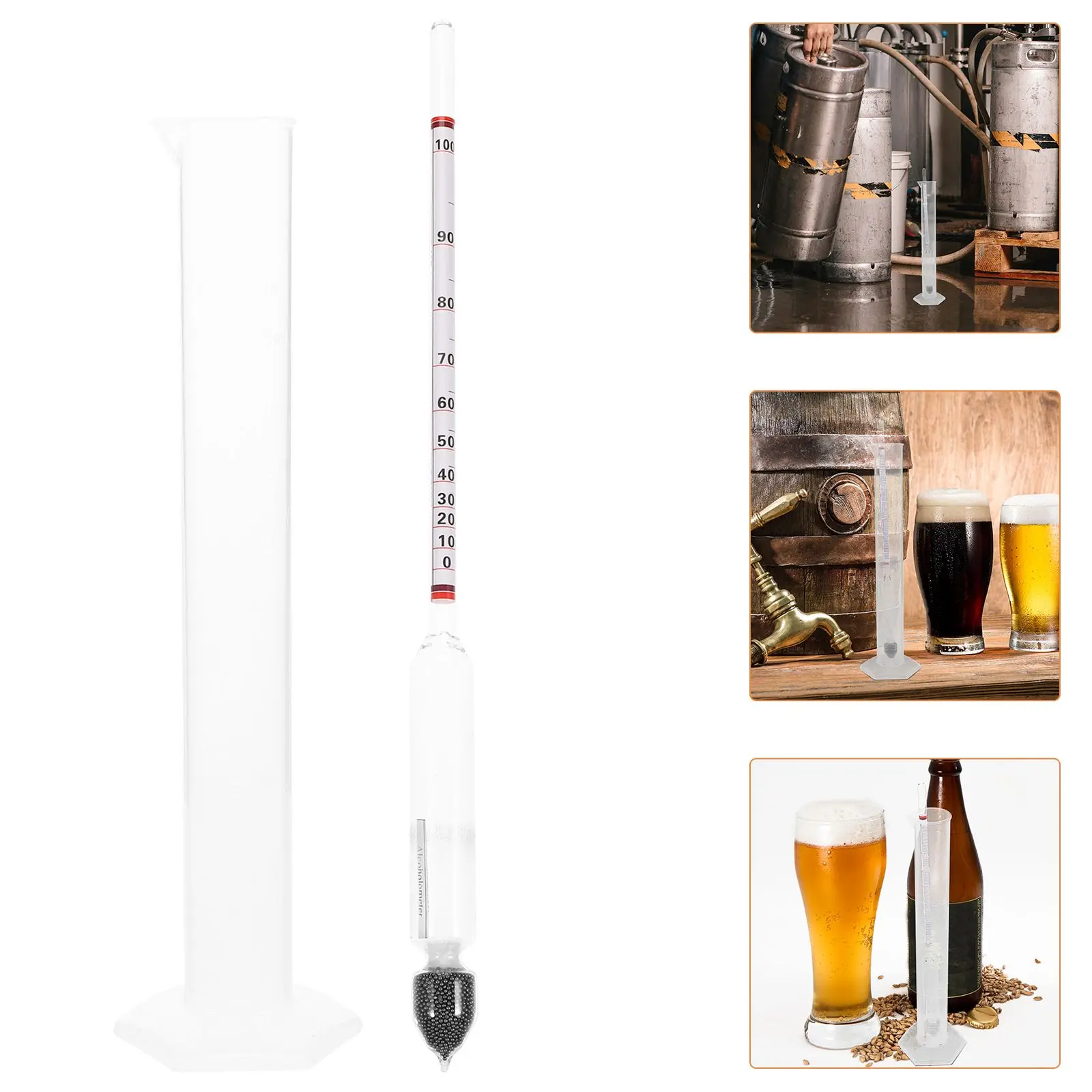 Alcohol Density Meter 0 100 Proof Hydrometer Specific Tester Measure Cups Plastic Portable Brewing Supplies Home Use Lab