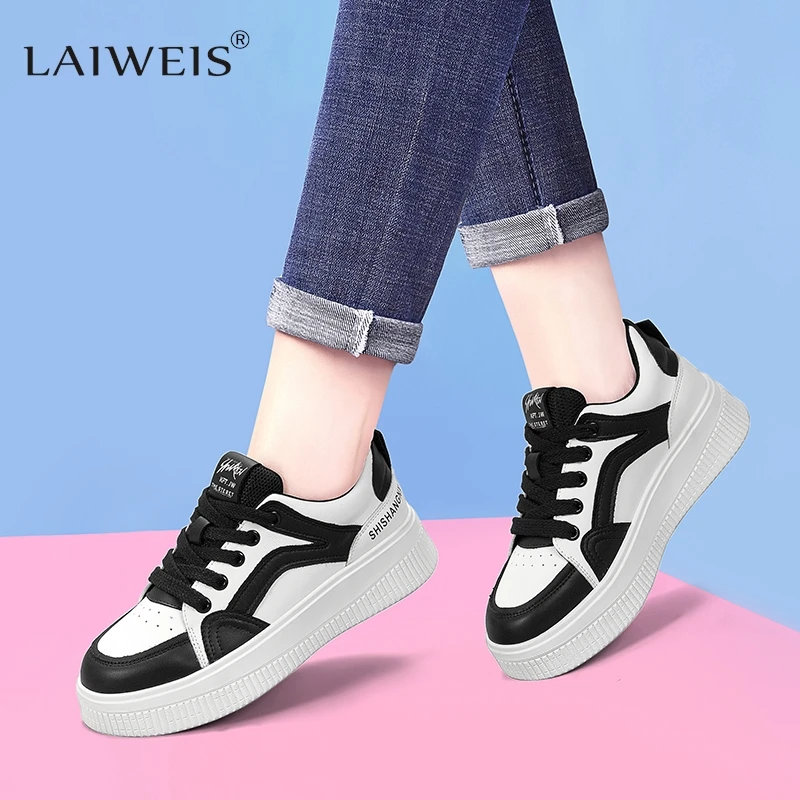 

2024 Brand Leather Women's Sneakers White Platform Woman Sports Sneakers Female Vulcanized Shoes Sneakers Casual Ladies Trainers