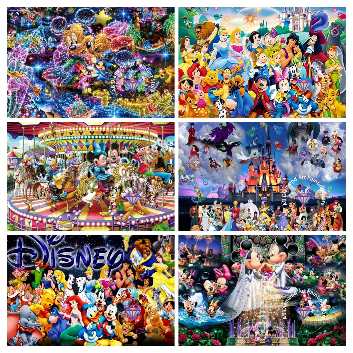 

Castle Cartoon Mickey Minnie AB Diamond Drawing Kit Square Round Diamond 5D DIY Mosaic Handmade Art Exquisite Gift Home Decor