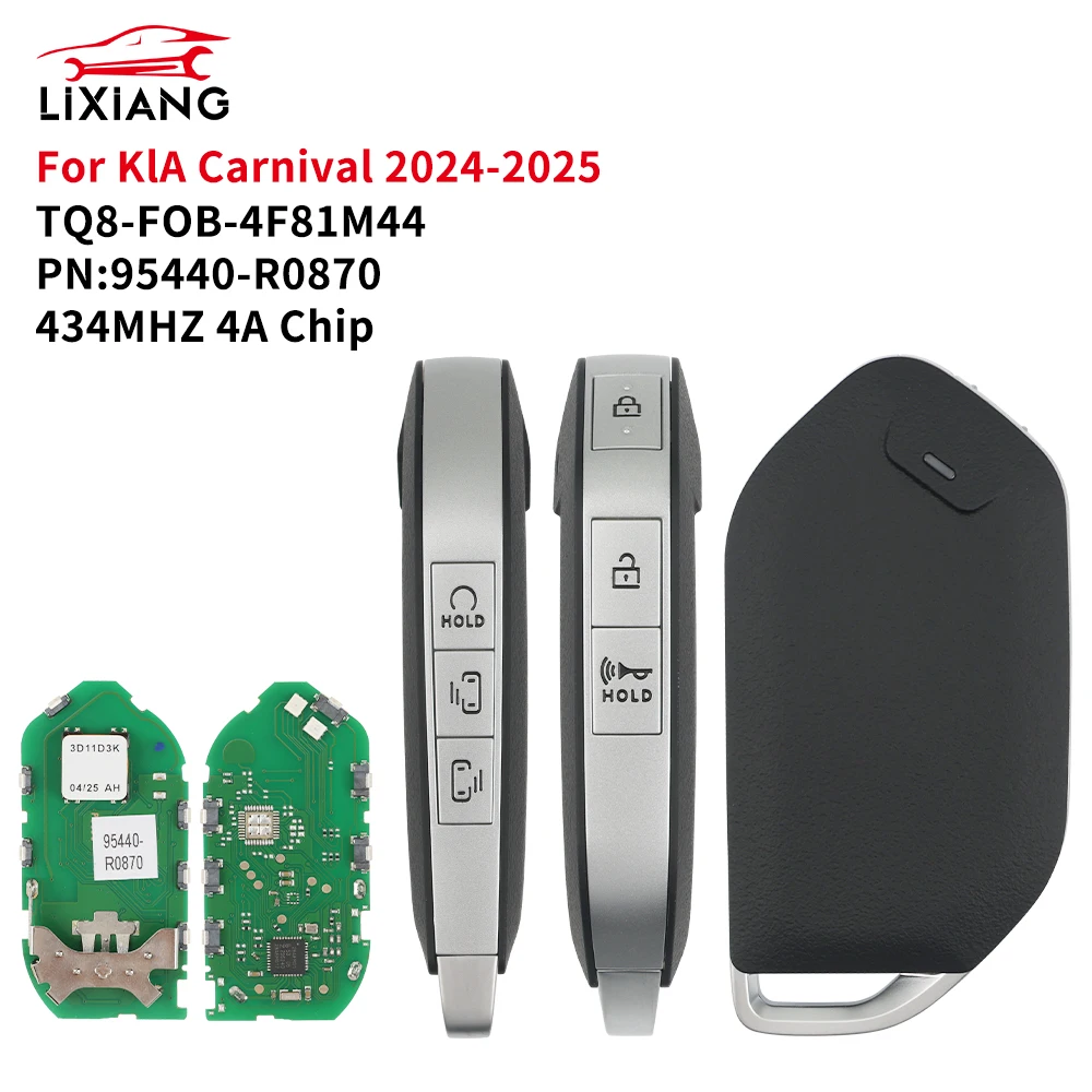 

Сменный смарт-брелок LIXIANG, 6 кнопок, 433 МГц, 4A чип TQ8-FOB-4F81M44 PN: 95440-R0870 для Kia CARNIVAL 2024 2025