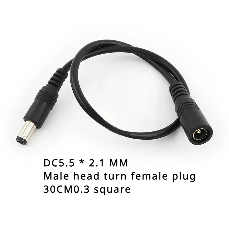 

0.3square 5.5x2.1mm DC 12V Male Female Plug Adapter Power Pigtail Cable Jack for CCTV Camera Connector LED Strip Light Tail Wire