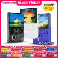 ANBERNIC-consola de juegos portátil RG 40XXV, pantalla IPS de 4,0 pulgadas, sistema Linux de 64 bits con luz RGB, tarjeta 64G, más de 5000 juegos RG40XXV