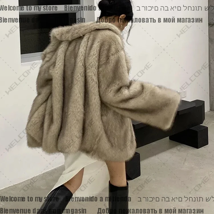 Winter Loose Casual Thick Warm Soft Hairy Faux Fur Coat Women Luxury High Quality Furry Fluffy Jacket Korean Fashion