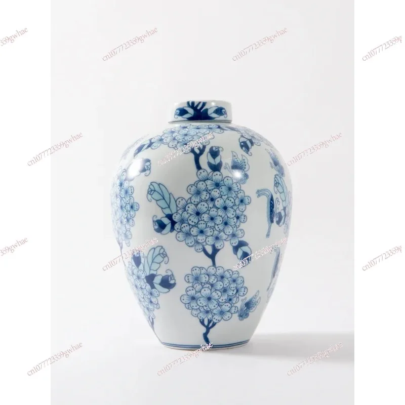 Blue and White Porcelain Vase, Big Belly Rongfu, New Chinese Vase Decoration, Floor to F