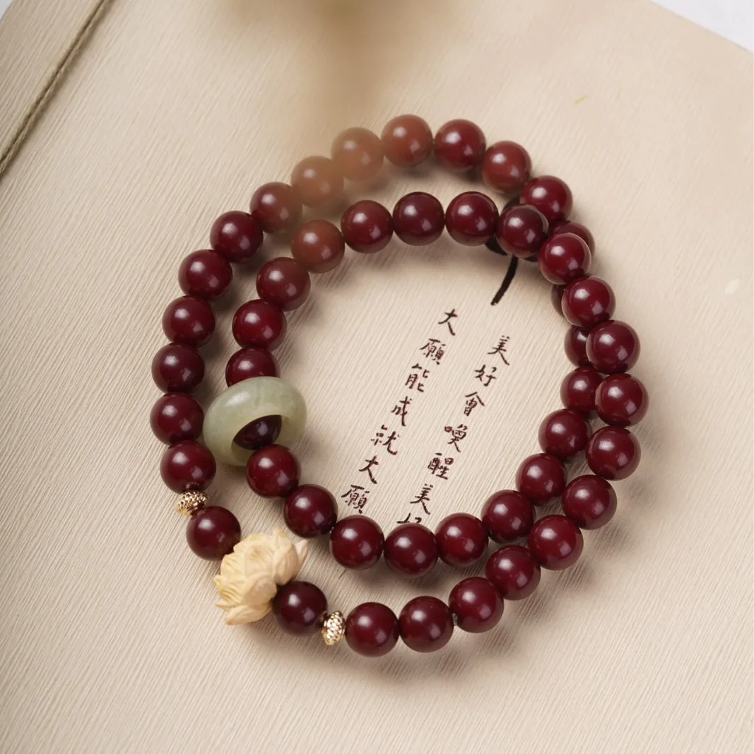 Natural Gradient Multi Color Hainan White Jade Bodhi DIY Braided Bracelet Floating Flower Dunhuang Buddhist Rosary