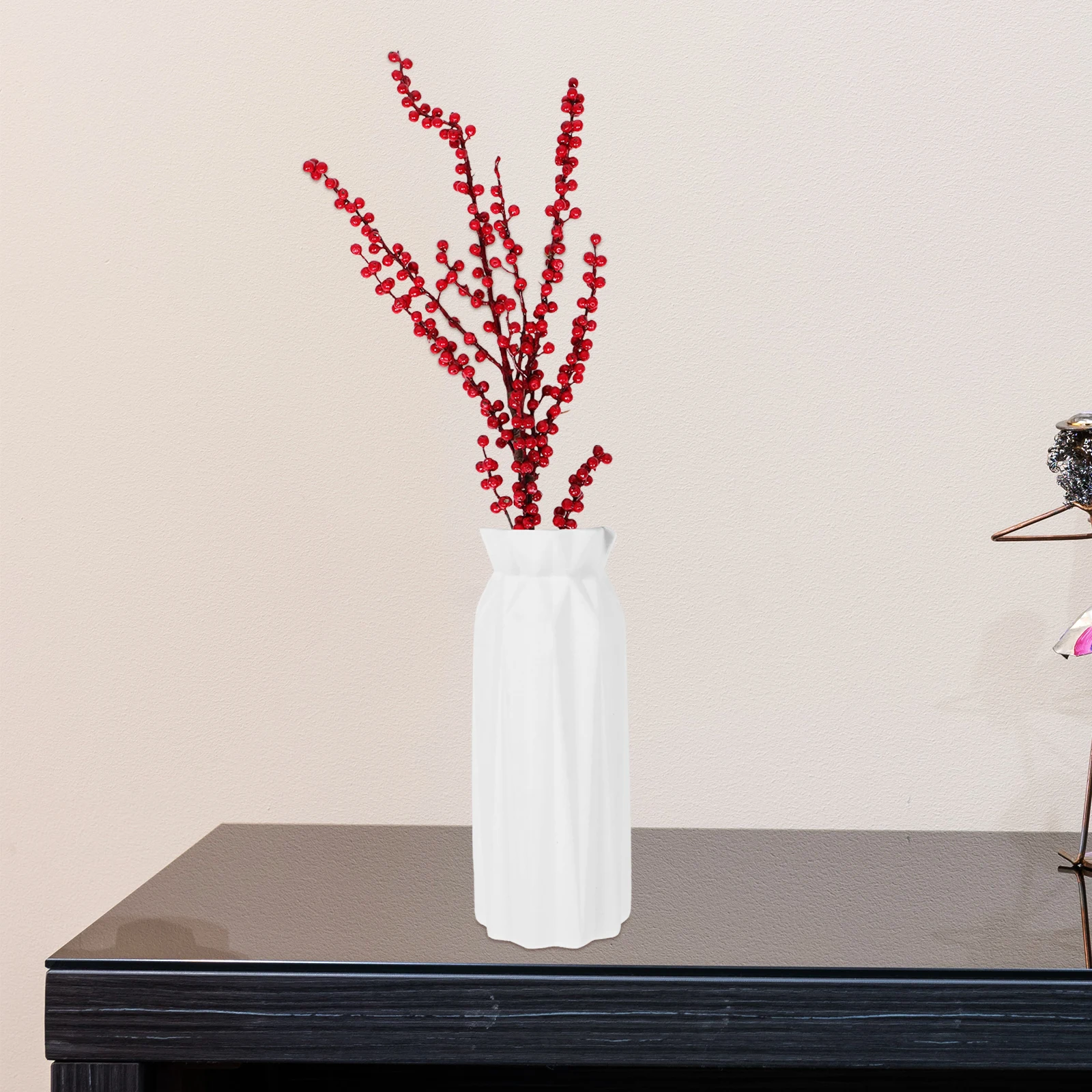 

Red Fruit Berry Branches Artificial Christmas Tree Decorations Plastic Flowers Home Wedding Vase Fillers Greenery Stems
