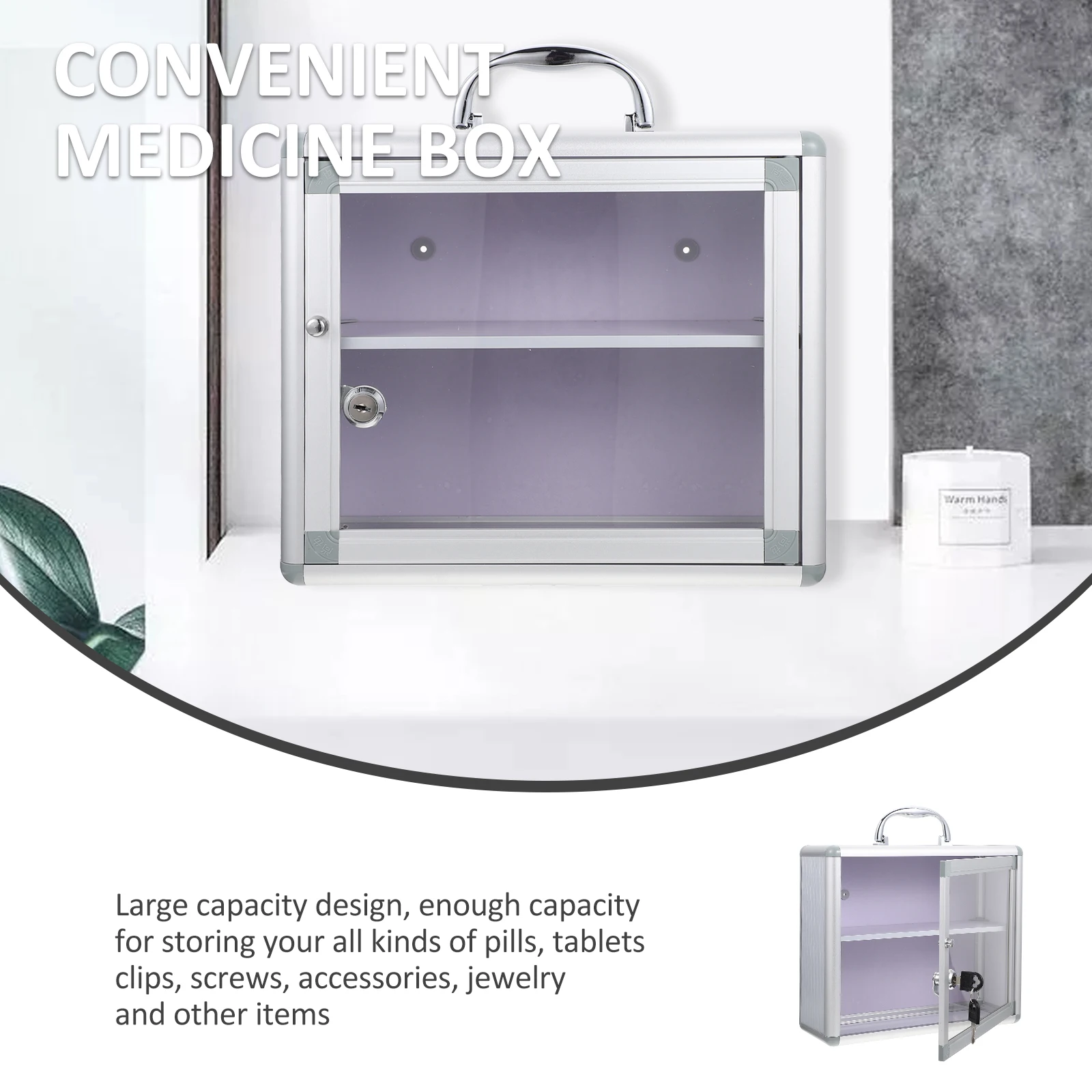 

1Set Medicine Box Large Capacity Lightweight Organizer Smooth Opening Portable Handle Convenient Medicine Case for Daily Use