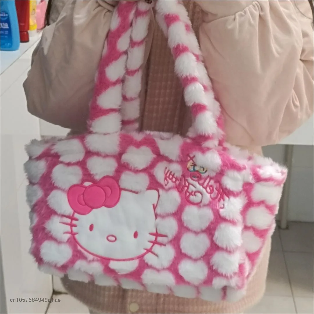 Hello Kitty Y2k borsa a tracolla in peluche borse Sanrio di lusso borse a tracolla leopardate coreane per donna studente dolce Lolita Girls Toy