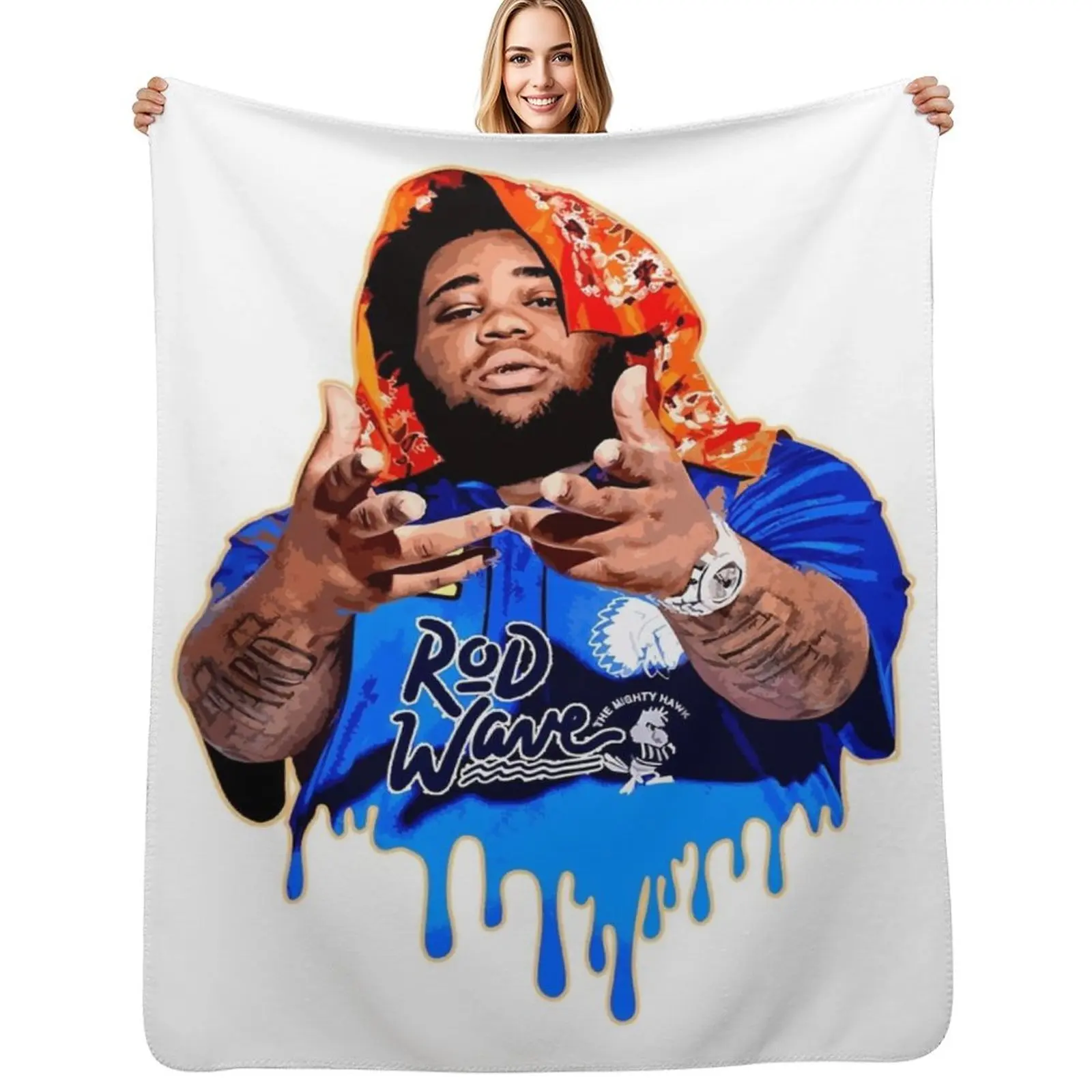 rod wave v2 Throw Blanket Foldable Soft Warm Blanket for Outdoor Use