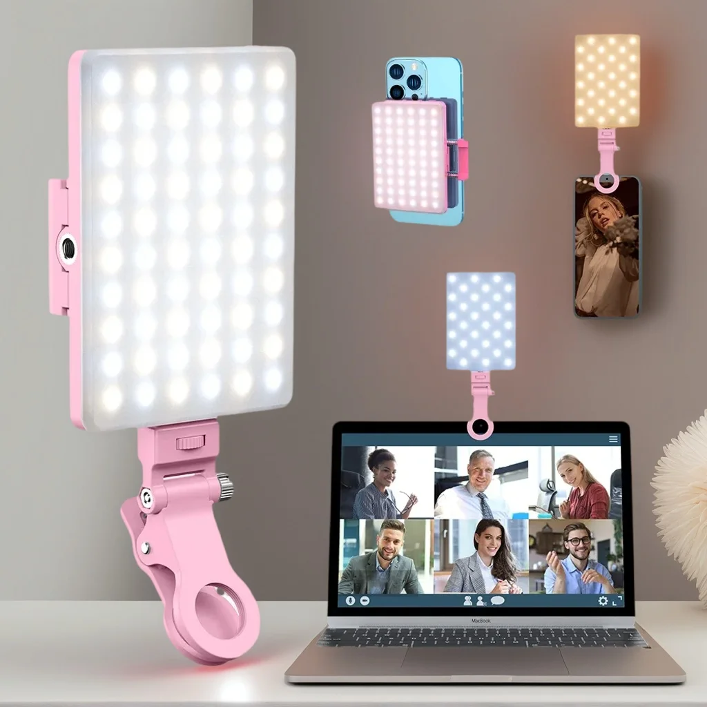 Zweifarbiges Selfie-Licht – Clip-Videolampe für Laptop/Computer mit 2000-mAh-Akku