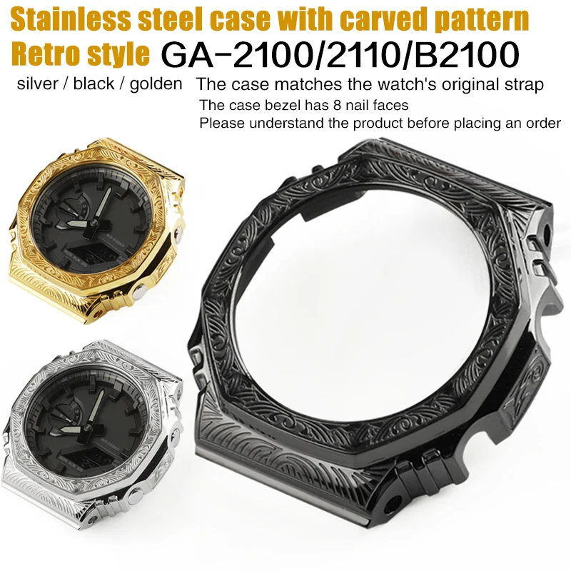

Carved Pattern GA2100 GA2110 GAB2100 Metal Case Mod Kit For Casioak Watch Stainless Steel Bezel With Refit Accessories Tools