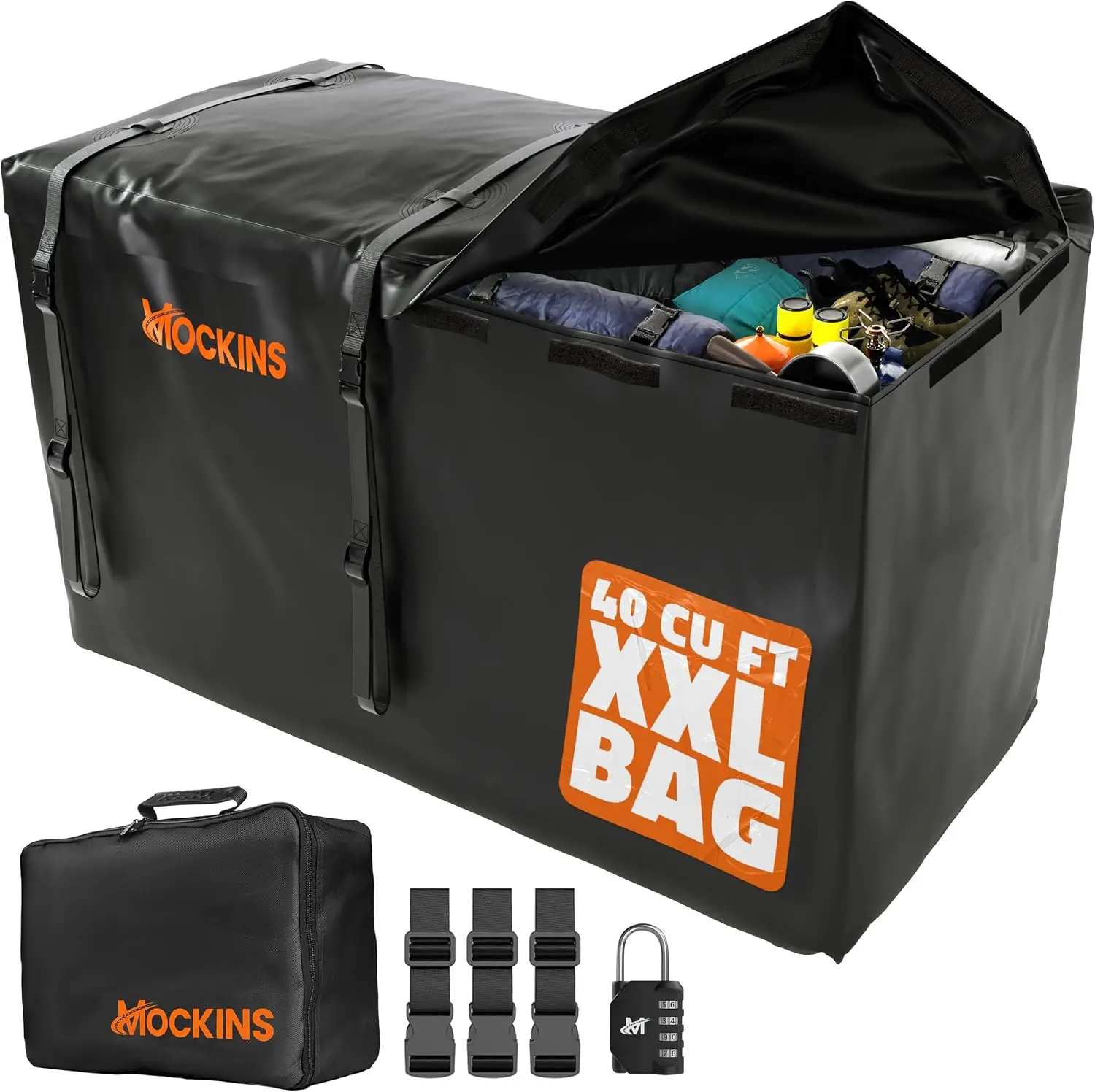 40 Cu Ft XXL Trailer Hitch Cargo Carrier Bag w/Straps, Lock & Case | 70