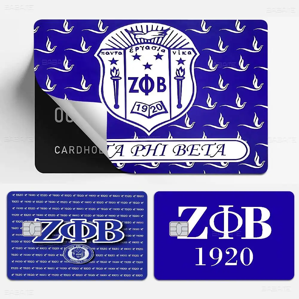 Zeta Phi Beta Anime Cartoon Bear Skin Sticker Film Tape Case for Big Credit Debit Card Front Side