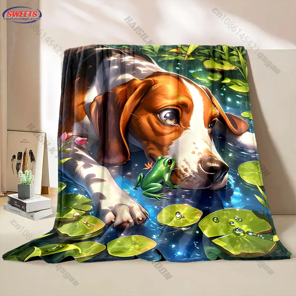 Dog Meets Frog Nature Blanket Multiple sizes kid's and adults' bedroom living room sofa decor blanket, Exquisite gift