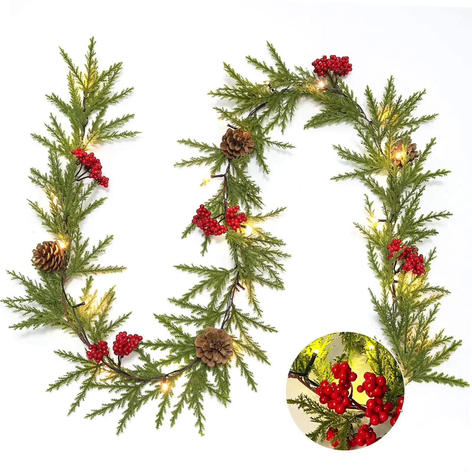 

Simulated Christmas Flowers Vine Pinecone Vine Home Decoration Outdoor Wall Hanging Plants Garden Decoration Vine Atmosphere