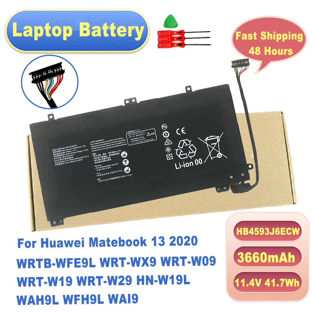 HB4593J6ECW 11.4V 41.7Wh Battery for Huawei Matebook 13 2020 WRTB-WFE9L WRT-WX9 WRT-W09 WRT-W19 WRT-W29 HN-W19L WAH9L WFH9L WAI9