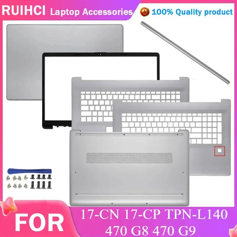 

New Laptop LCD Back Cover Front Bezel Upper Palmrest Bottom Base Case Keyboard Hinges For HP 17-CN 17-CP TPN-L140 470 G8 G9