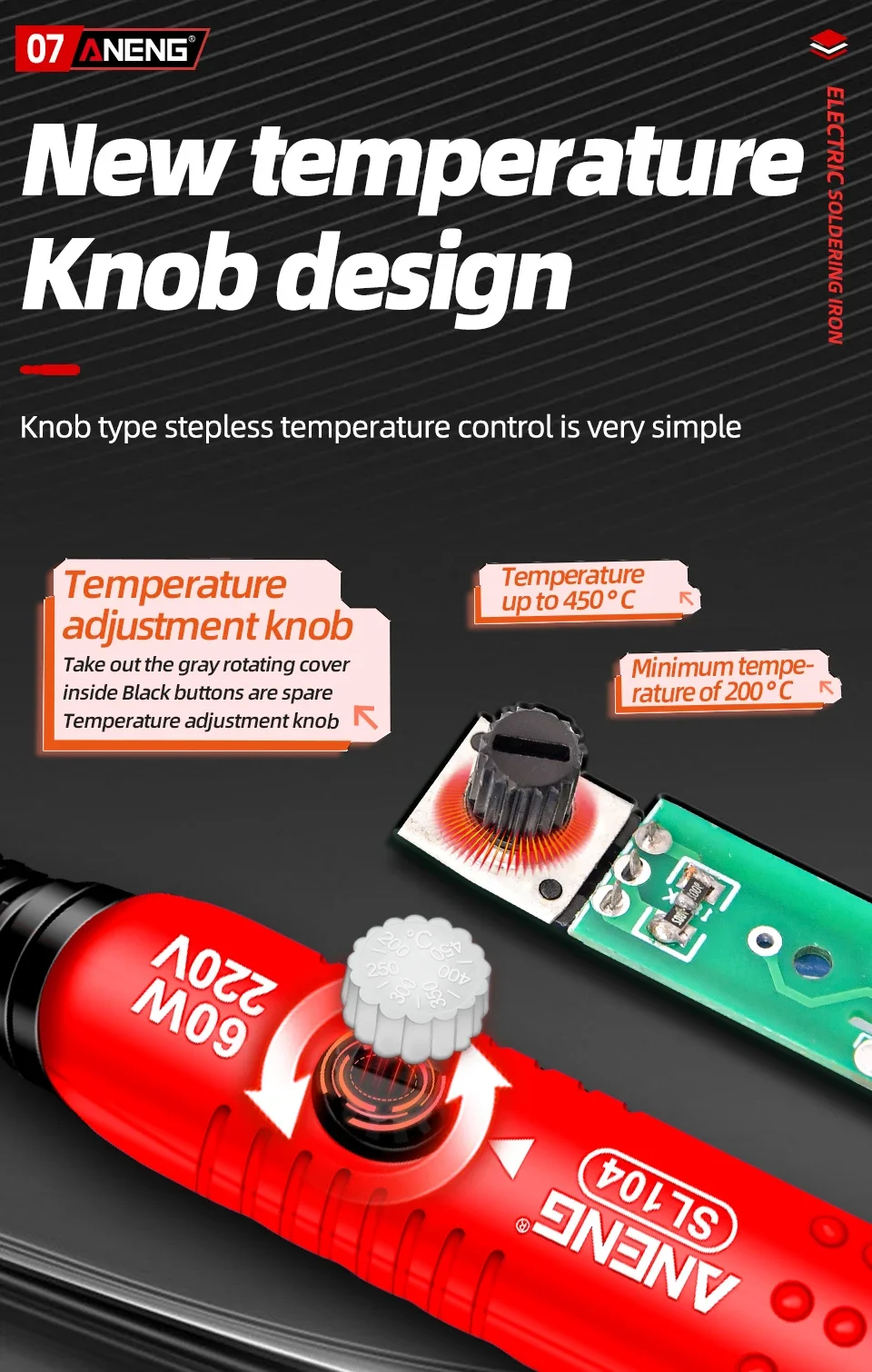 ANENG SL105 elektrisches Lötein 60W Display verstellbar 180 ° C ~ 520 ° C Temperatur professionelle tragbare Schnellheizung Schweißen Reparatur 220V Kit – Detail 11