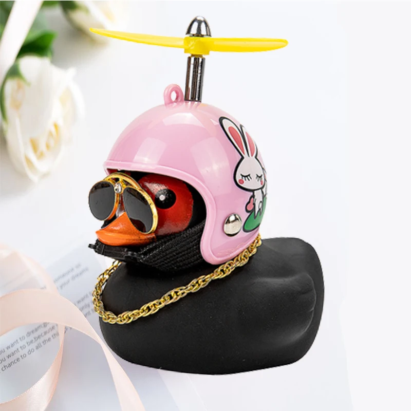 Auto süße Ente mit Helm gebrochen Wind kleine gelbe Ente Fahrrad Motorrad Helm Reiten Radfahren Dekor Auto Ornamente Zubehör – Detail 15