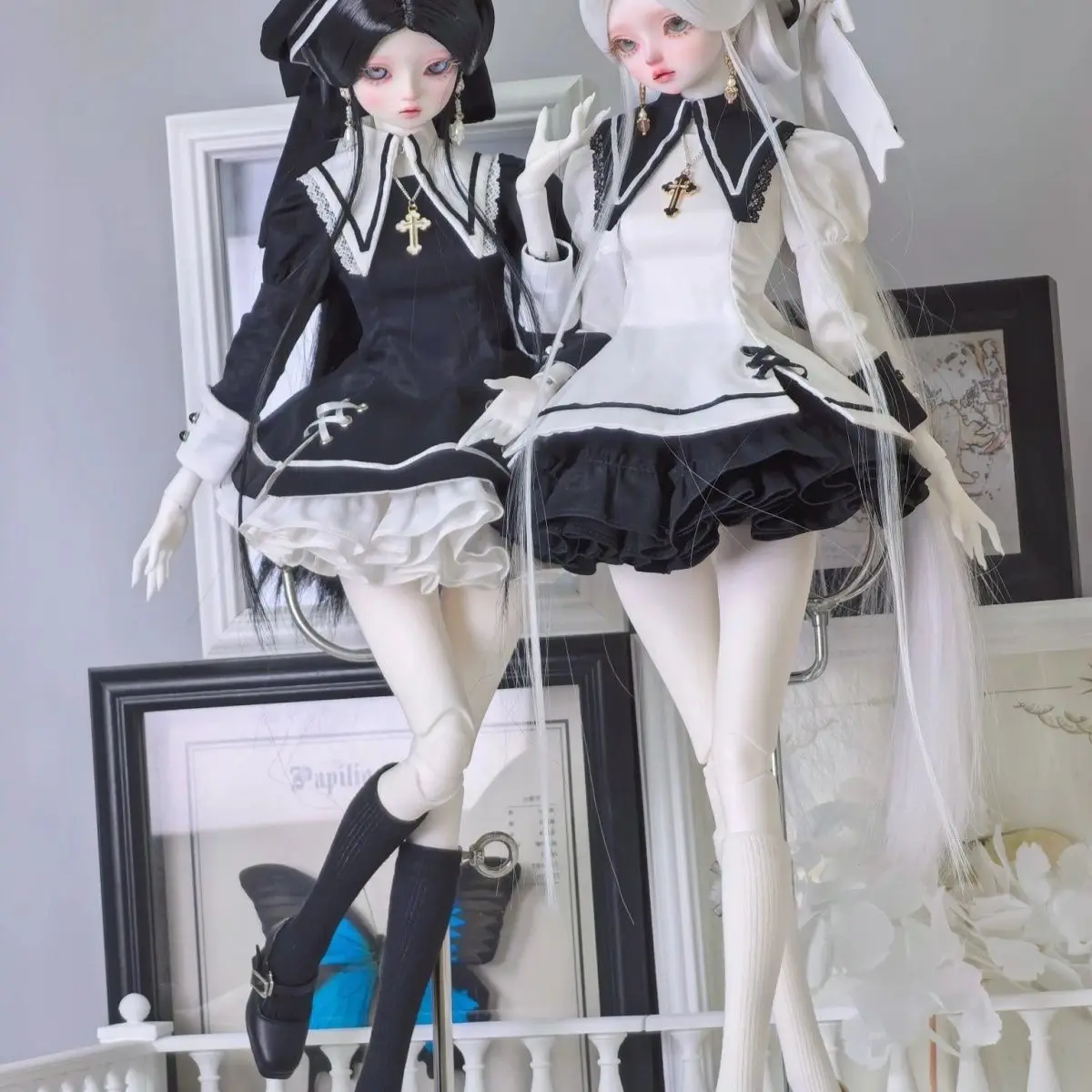 1/4 Doll's Clothes Suit for 40-45cm Bjd Doll Princess Dress Set, Dress+necklace+socks Toys Dress Up Doll Accessories, No Doll
