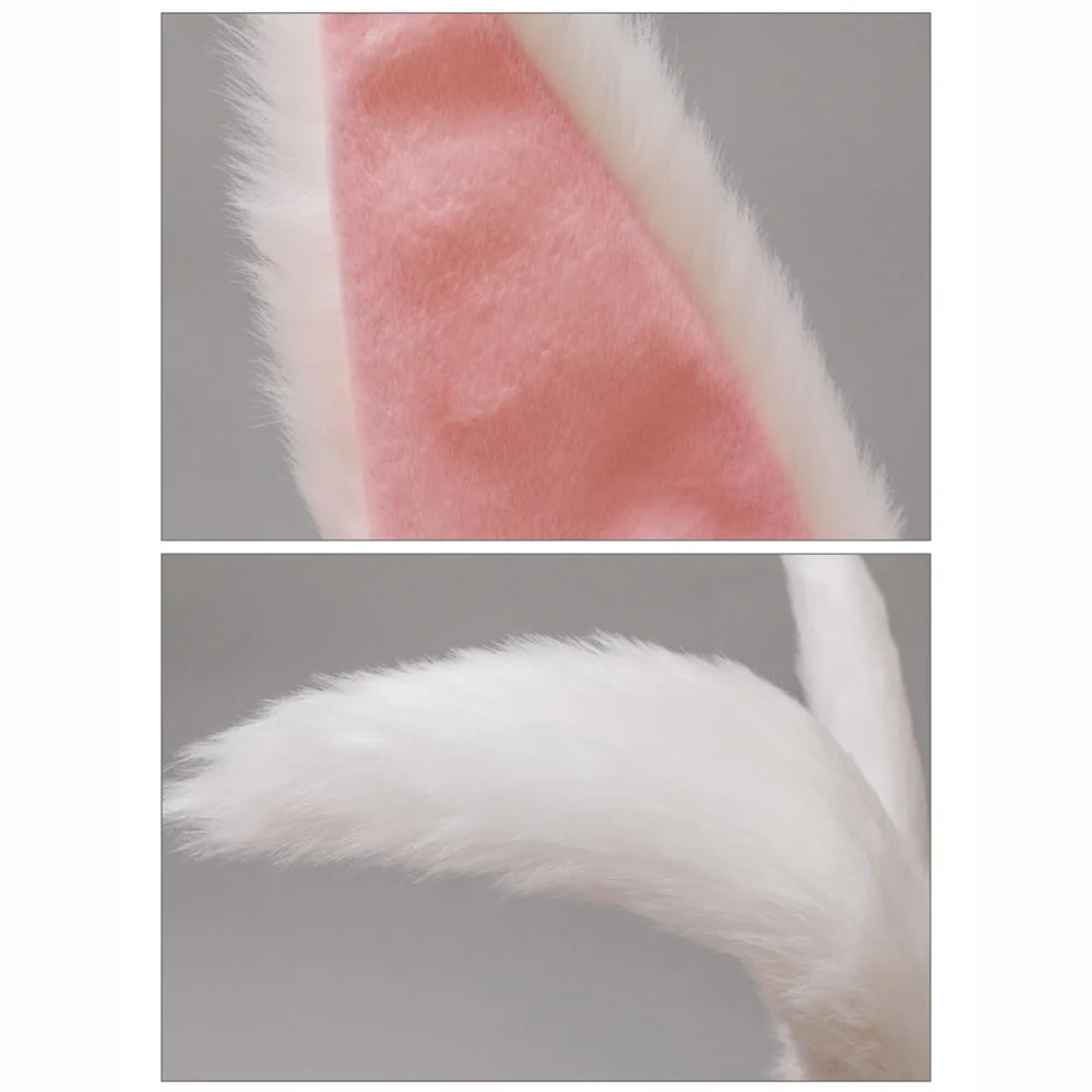 Headband Bunny Ears Rabbit Cosplay Costume Easter Black Set Hoops Plush Masqueradeparty Fluffy Hair Headdress Ear Tiekit Tail