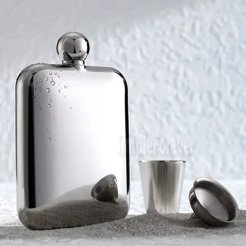 High Quality Hand-made 6oz Mirror Finish Hip Flasks Free Shipping 30PCS/Lot